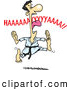 Vector of a Cartoon Karate Man Screaming Kicking and Jumping by Toonaday