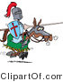 Vector of a Cartoon Knight Jousting with Lance on a Brown Horse by Toonaday
