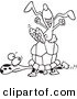 Vector of a Cartoon Lazy Hare Riding on a Tortoise - Outlined Coloring Page Drawing by Toonaday