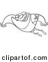 Vector of a Cartoon Leaping Wrestler - Coloring Page Outline by Toonaday