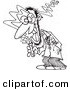 Vector of a Cartoon Mad Scientist Holding a Test Tube - Outlined Coloring Page by Toonaday
