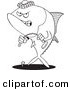 Vector of a Cartoon Mad Tuna Fish Playing Golf - Coloring Page Outline by Toonaday