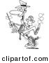 Vector of a Cartoon Male Entertainer Doing Tricks on a Unicycle - Coloring Page Outline by Toonaday