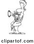 Vector of a Cartoon Male Trumpet Player - Coloring Page Outline by Toonaday