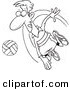 Vector of a Cartoon Male Volleyball Player Hitting a Ball - Coloring Page Outline by Toonaday