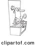 Vector of a Cartoon Man Above a Dunk Tank - Outlined Coloring Page by Toonaday