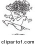 Vector of a Cartoon Man Being Attacked by a Swarm of Bees - Coloring Page Outline by Toonaday