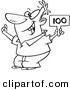 Vector of a Cartoon Man Bidding and Holding a Sign - Outlined Coloring Page by Toonaday