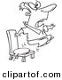 Vector of a Cartoon Man Bouncing out of His Chair After Sitting on a Whoopee Cushion - Coloring Page Outline by Toonaday