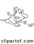 Vector of a Cartoon Man Chasing His Last Dollar - Coloring Page Outline by Toonaday