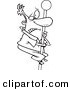 Vector of a Cartoon Man Climbing a Flag Pole - Coloring Page Outline by Toonaday