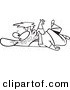 Vector of a Cartoon Man Collapsed on the Ground with Bubble Gum in His Face - Outlined Coloring Page Drawing by Toonaday