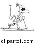 Vector of a Cartoon Man Cross Country Skiing - Coloring Page Outline by Toonaday
