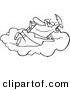 Vector of a Cartoon Man Daydreaming on a Cloud - Outlined Coloring Page by Toonaday