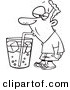 Vector of a Cartoon Man Drinking from a Giant Soda Cup - Outlined Coloring Page by Toonaday