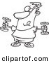 Vector of a Cartoon Man Exercising with Dumbbells - Outlined Coloring Page by Toonaday