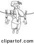 Vector of a Cartoon Man Hung out to Dry on a Clothes Line - Outlined Coloring Page by Toonaday