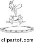 Vector of a Cartoon Man Jumping on a Trampoline - Coloring Page Outline by Toonaday