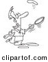 Vector of a Cartoon Man Learning to Flip Pancakes - Coloring Page Outline by Toonaday