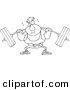 Vector of a Cartoon Man Lifting a Barbell - Outlined Coloring Page by Toonaday