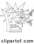 Vector of a Cartoon Man Playing an Arcade Game - Outlined Coloring Page Drawing by Toonaday