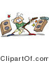 Vector of a Cartoon Man Playing Electric Guitar with Large Speakers and Amplifier by Gnurf