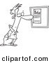 Vector of a Cartoon Man Reading a Notice - Coloring Page Outline by Toonaday
