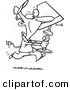 Vector of a Cartoon Man Running with a Lamp - Outlined Coloring Page by Toonaday