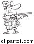 Vector of a Cartoon Man Shooting Clay Pigeons - Coloring Page Outline by Toonaday