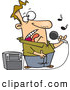 Vector of a Cartoon Man Shouting out Karaoke with a Mic and Speaker by Toonaday