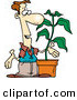 Vector of a Cartoon Man Talking Beside a Potted Plant by Toonaday