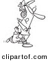 Vector of a Cartoon Man Using a Metal Detector - Outlined Coloring Page by Toonaday