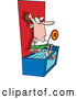 Vector of a Cartoon Man Waiting on a a Dunk Tank Shelf by Toonaday