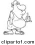Vector of a Cartoon Man with a Beer Belly and Canned Beverage - Coloring Page Outline by Toonaday