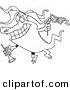 Vector of a Cartoon Mardi Gras Crocodile Holding a Trumpet - Outlined Coloring Page by Toonaday