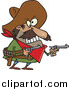 Vector of a Cartoon Mexican Bandito Ready to Shoot Pistols by Toonaday