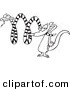 Vector of a Cartoon Mongoose Attacking a Snake - Outlined Coloring Page by Toonaday