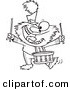 Vector of a Cartoon Monster Banging a Drum - Coloring Page Outline by Toonaday