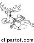 Vector of a Cartoon Moose Running in the Snow - Outlined Coloring Page by Toonaday