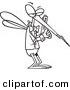 Vector of a Cartoon Mosquito Agent - Coloring Page Outline by Toonaday