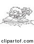 Vector of a Cartoon Mother and Daughter Riding a Jet Ski - Coloring Page Outline by Toonaday