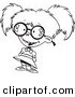Vector of a Cartoon Nerdy Girl - Outlined Coloring Page Drawing by Toonaday