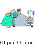 Vector of a Cartoon Nurse and Doctor Checking on Sick Pig in a Hospital by Djart