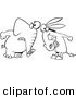 Vector of a Cartoon Opposing Democratic Donkey and Republican Elephant - Outlined Coloring Page by Toonaday