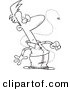 Vector of a Cartoon Pesky Fly Bugging a Man - Coloring Page Outline by Toonaday