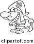 Vector of a Cartoon Pirate Dog Holding a Sword - Outlined Coloring Page by Toonaday
