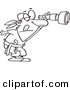 Vector of a Cartoon Pirate Peering Through a Spyglass Telescope - Outlined Coloring Page by Toonaday