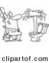 Vector of a Cartoon Plumber Admiring a Geyser in a Toilet - Outlined Coloring Page Drawing by Toonaday