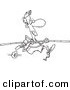 Vector of a Cartoon Pole Vaulter - Coloring Page Outline by Toonaday