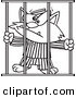 Vector of a Cartoon Prisoner Cat - Coloring Page Outline by Toonaday